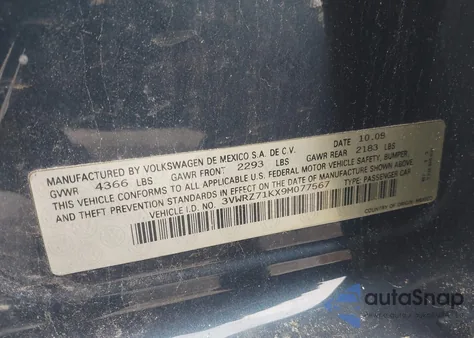 2009 Volkswagen Jetta Se from USA, damaged, VIN 3VWRZ71KX9M077567